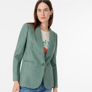 J.Crew Preppy Blazer In Teal Green Herringbone Wool Blend Size XXP